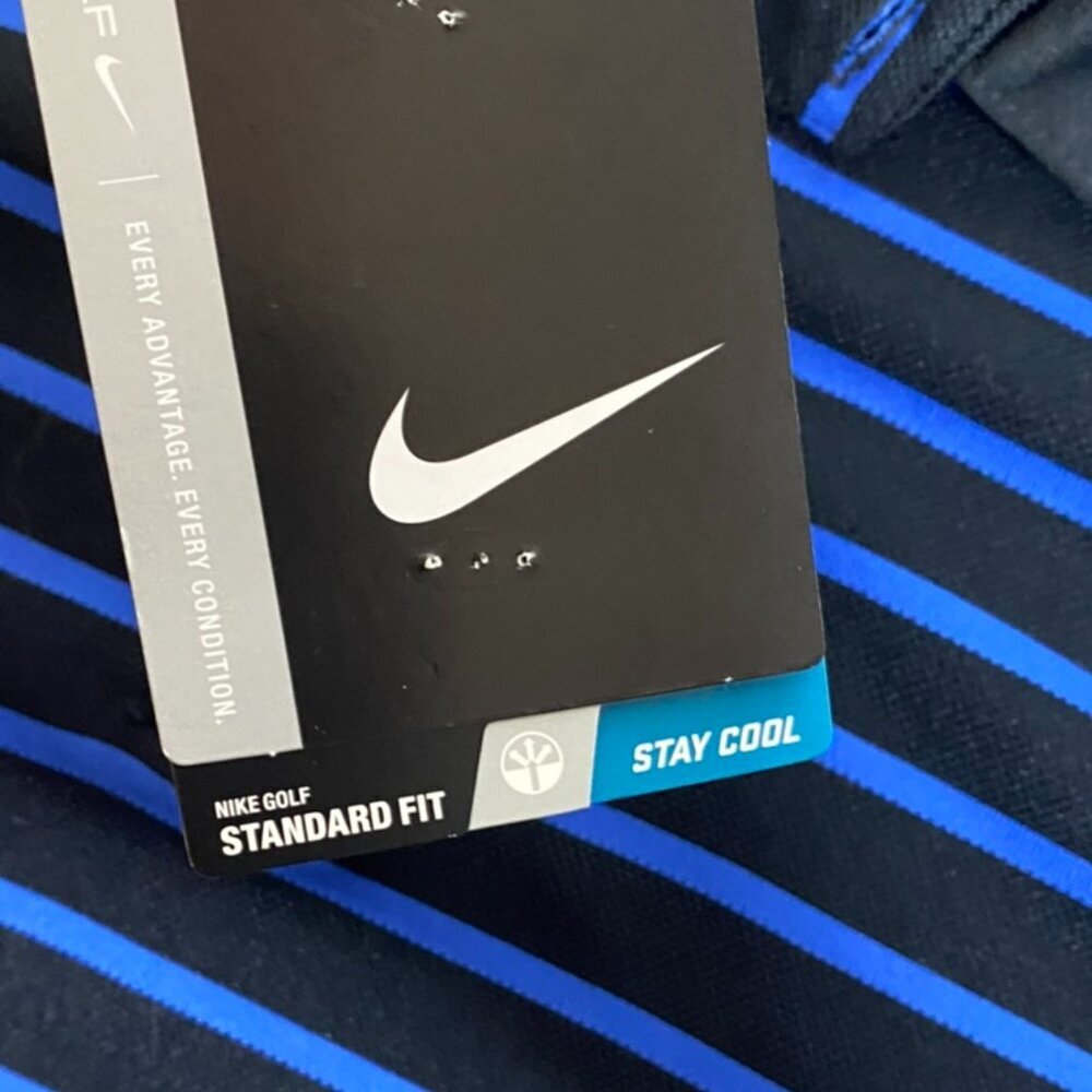 Nike Standard Fit golf polo shirt blue black stripe XL men's NWT - Picture 3 of 7